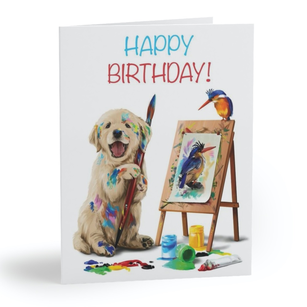 x2 Puppy Dog Birthday Greeting Cards with Envelopes & Stickers - CUSTOM MADE